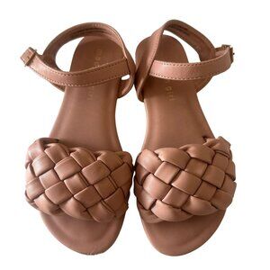 Madden Girl Braided Strap Sandals Tan Beige Faux Leather size 1